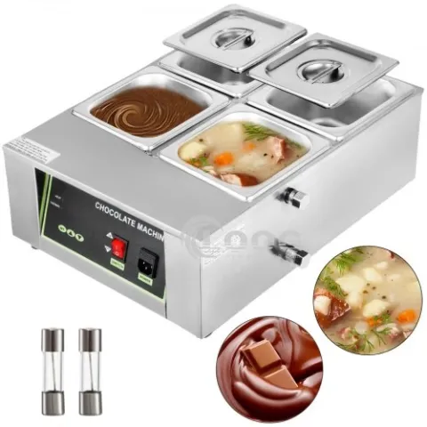 Stainless Steel Chocolate Fondue Machine Wholesale 4 Pots Water Heating Chocolate Melter Commercial Chocolate Melting Machine