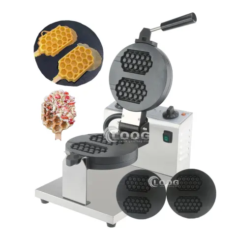 Professional Stick Waffle Maker Manufacturer Changeable Plate Electric Rotating Honeycomb Waffle Machine for Restaurant
