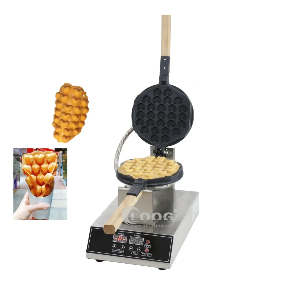Digital Bubble Waffle Making Machine Electric Nonstick Heart Shaped Hong Kong Bubble Egg Waffle Maker for Sale
