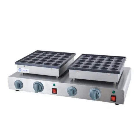 Professional Poffertjes Grill Double Plate Cake Pancakes Maker 50Holes Electric Standing French Danish Pancake Machine