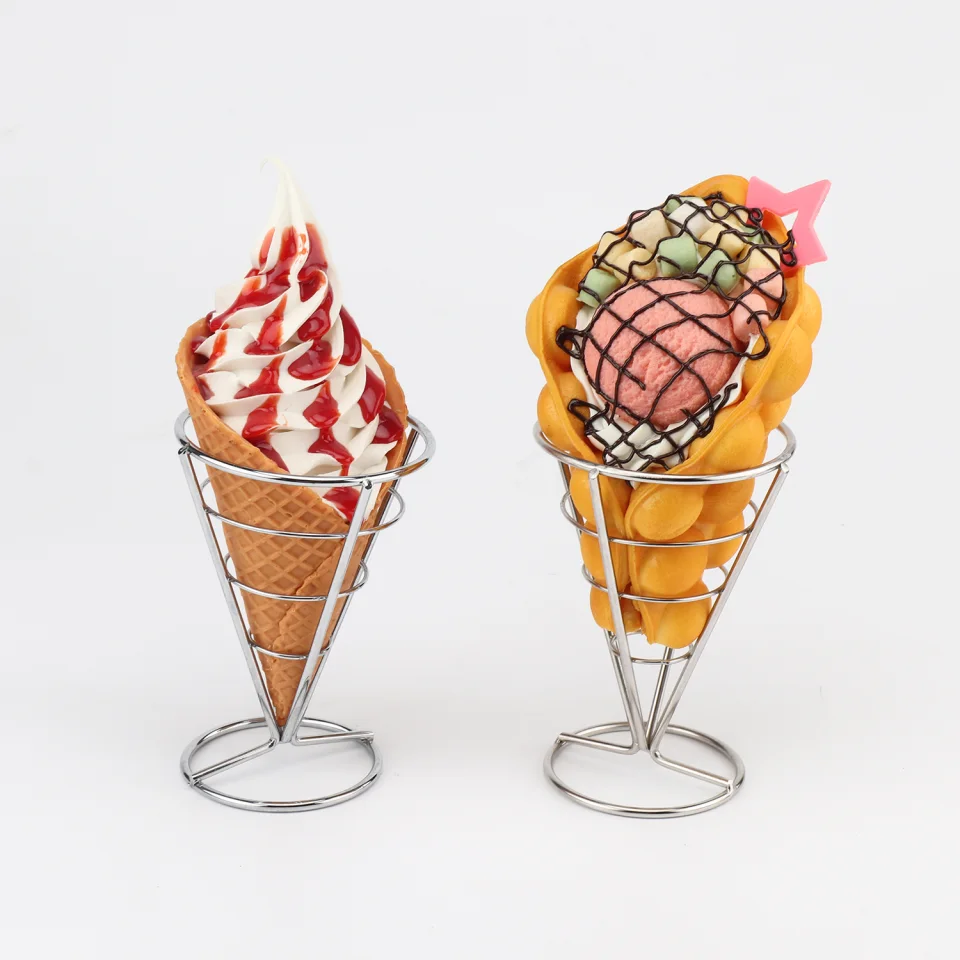 Snack Food Display Stand French Fries Rack Chips Iron Waffle Ice Cream Cone Holder
