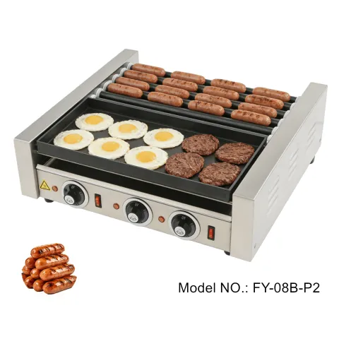 Other Hotel Restaurant Supplies Nonstick Electric Roller Hot Dog Grill 8-roller Commercial Hotdog Roller Machine with Hot Plate