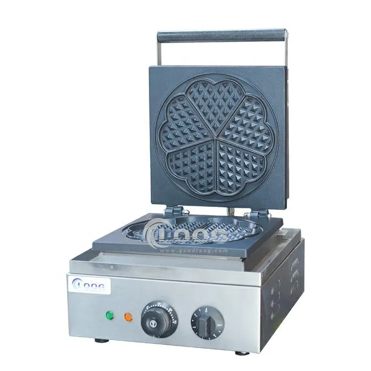 Apparecchio elettrico per cucina commerciale di ristorante, waffle maker mini belga a forma di cuore da 5 unità, prezzo di fabbrica