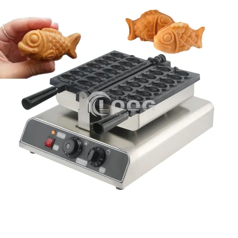 Hot Sale Electric Mini Fish Waffle Cone Maker Waffle Cake Baker 14PCS Japanese Fish Shaped Small Taiyaki Machine