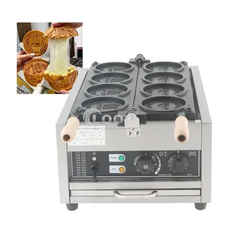 Custom Mold Coin Cheese Waffle Maker Non Stick 10-Yen Cheese Coin Pancake Machine for Small Business