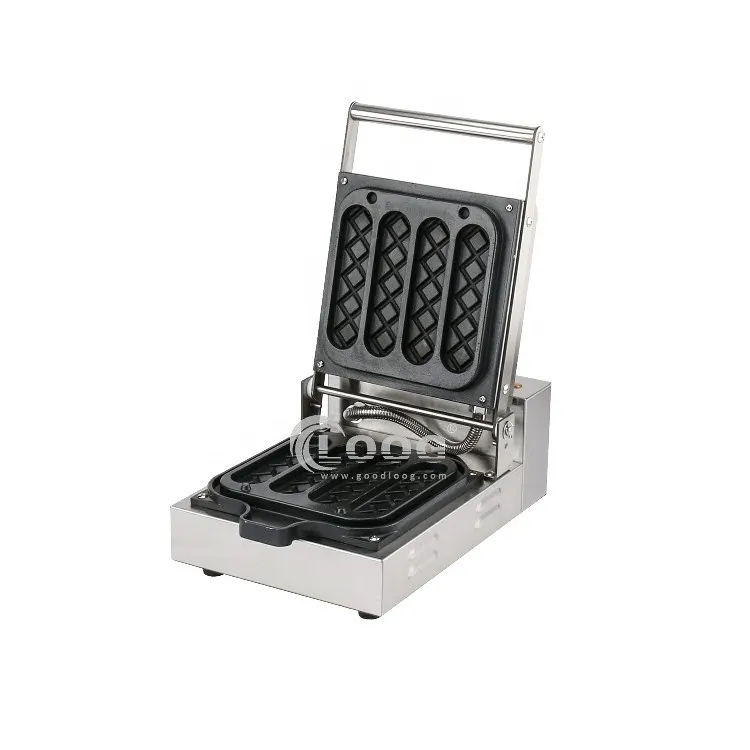 Produttore professionale di macchine per muffin francesi, attrezzatura commerciale per waffle a forma di hot dog da 4 pezzi, prezzo per produttore di waffle su stecco