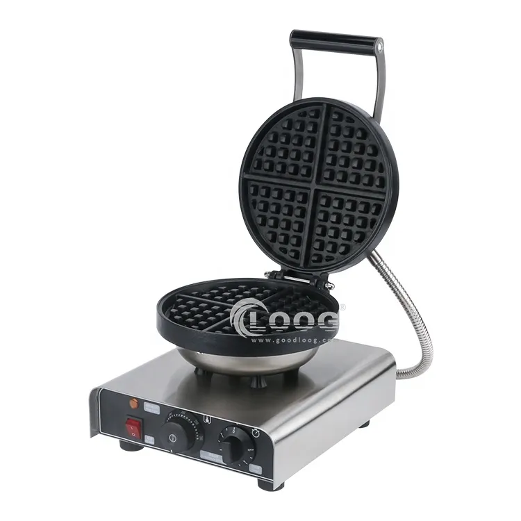 Macchina per waffle rotondi classici in acciaio inox per uso commerciale, mini piastra elettrica per waffle in vendita