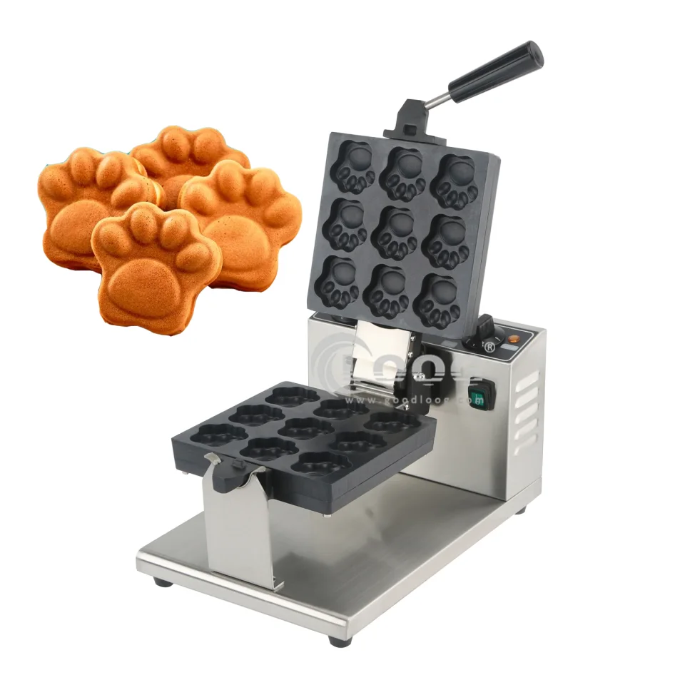 Macchina professionale per waffle a forma di zampa di gatto, elettrica, mini waffler con piastra removibile, prezzo all'ingrosso