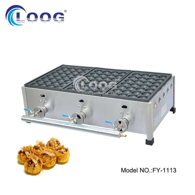 Pentola per Takoyaki in Ghisa a Gas con Stampi Sferici per Cucina Commerciale