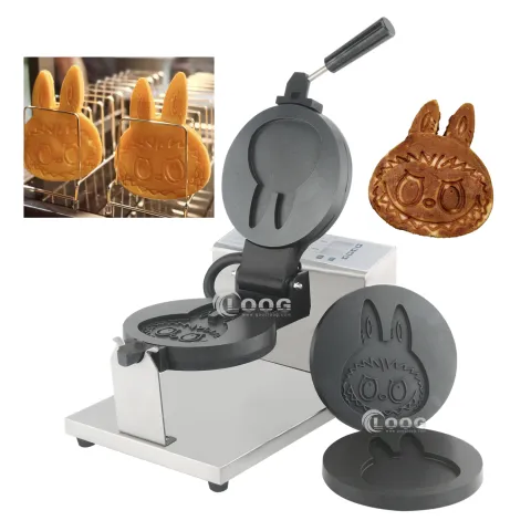Commercial Catering Equipment Electric Labubu Shapes Waffle Machine Detachable Plate Digital Labubu Waffle Maker for Restaurant
