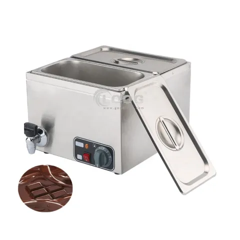 Double Pot Stainless Steel Melting Machine 220V Commercial Water Heating for Chocolate High Productivity-Used Tap Factory