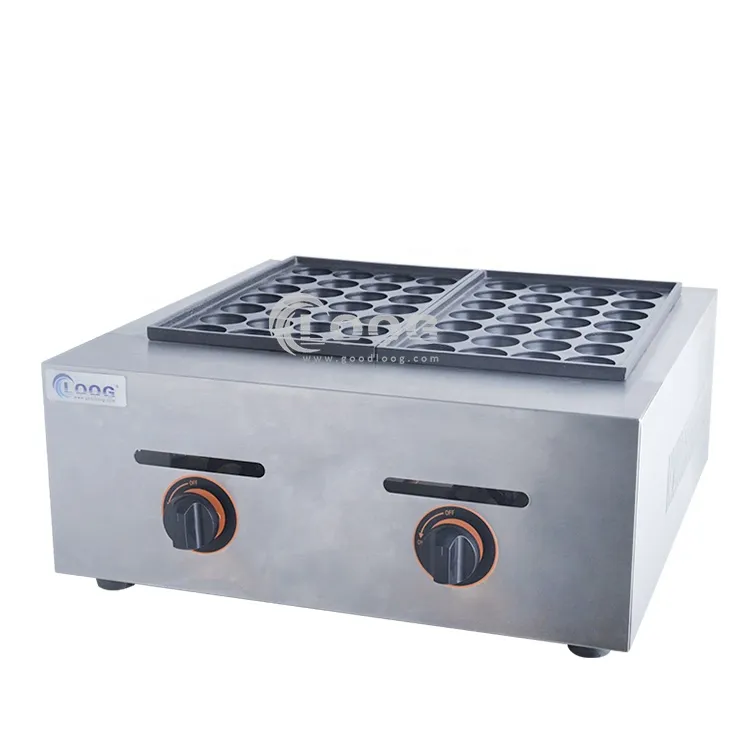 Takoyaki Baker professionale in acciaio inox con 2 piastre, macchina per takoyaki a gas