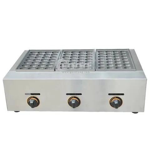 Popular Snack Food Machines Stainless Steel Fish Ball Grill Machine Commercial Gas Takoyaki Maker
