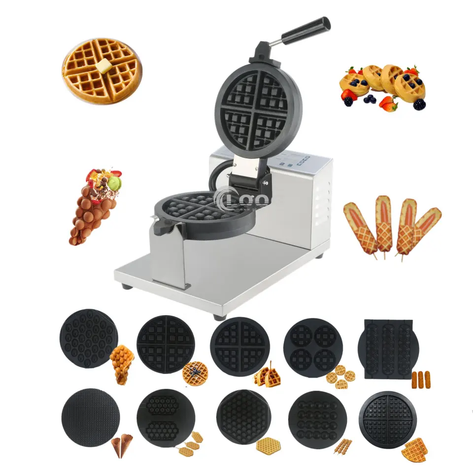 Goodloog Factory Commercial Belgian Waffle Making Machine Nonstick Interchangeable Plate Digital Electric Waffle Maker
