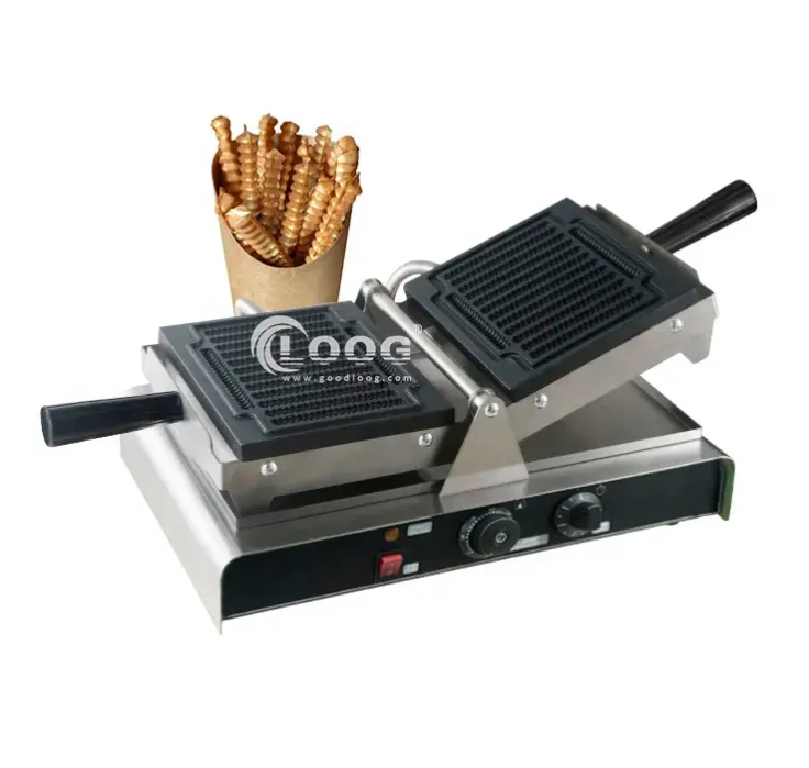 Attrezzatura per snack da fast food con patatine a forma di bastoncino goffrate, professionale, in acciaio inox