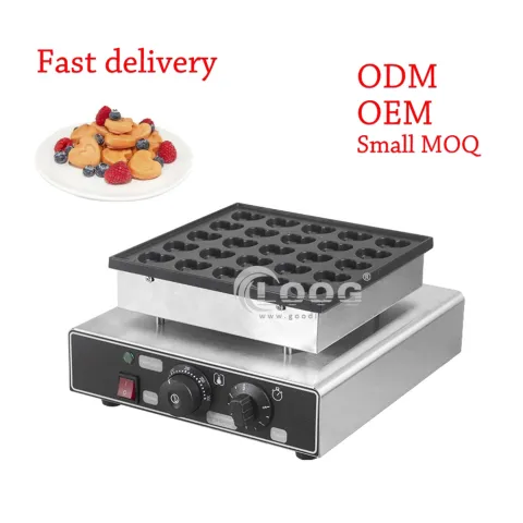 Newest 25 Holes Heart Shaped Poffertjes Maker Mini Pancake Machine Electric for Household Hotels and Outdoor Use