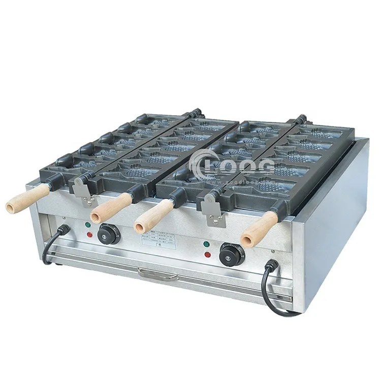 Proveedor de Máquinas Expendedoras de Aperitivos, Máquina Eléctrica de Taiyaki con Placas Dobles, 220 V, Máquina de Waffles en Forma de Pescado Taiyaki en Venta