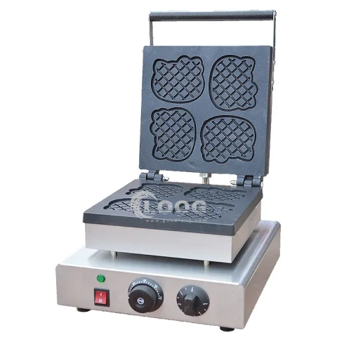 Cute Hello Kitty Cat Waffle Making Machine Commercial Cartoon Animal Shape Crisp Waffle Maker With Custom Plate
