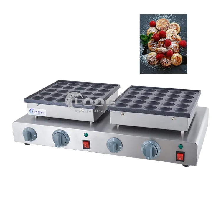 Macchina professionale elettrica per poffertjes olandesi a doppia testata, piastrella industriale per pancake, macchina per mini pancake con 50 fori Good Loog