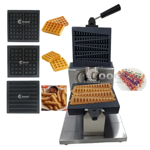 Goodloog Factory High Quality Digital Christmas Tree Shape Lolly Waffle Maker Nonstick Electric Commercial Waffle Stick Machine
