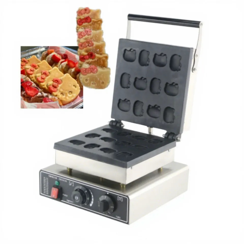 Hot Sale Kitchen Equipment Commercial Mini Pancake Maker Animal Waffle Baker 110V 220V Electric Hello Kitty Waffle Machine
