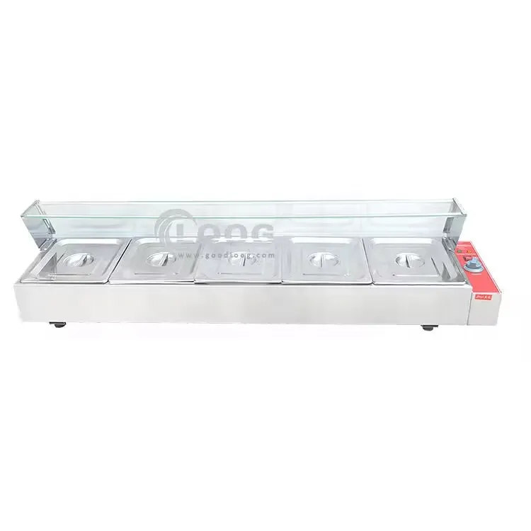 CE Approved Catering Equipment Countertop Commercial Bain Marie With Glass Cover