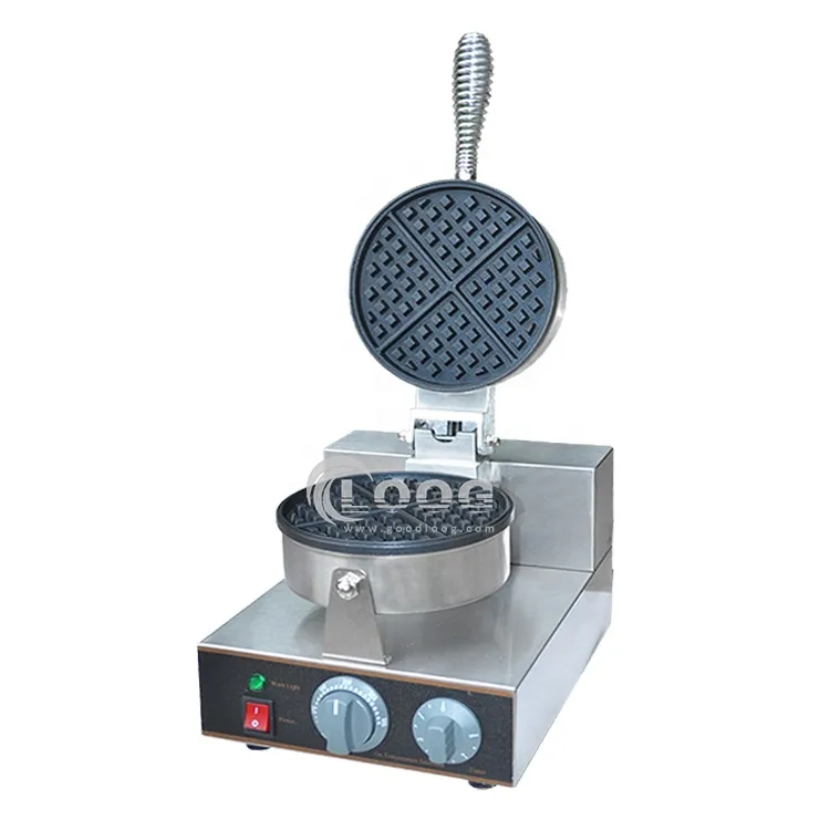 Piastrella per waffle commerciale elettrica a forma rotonda, macchina per fare waffle 220 V per uso domestico