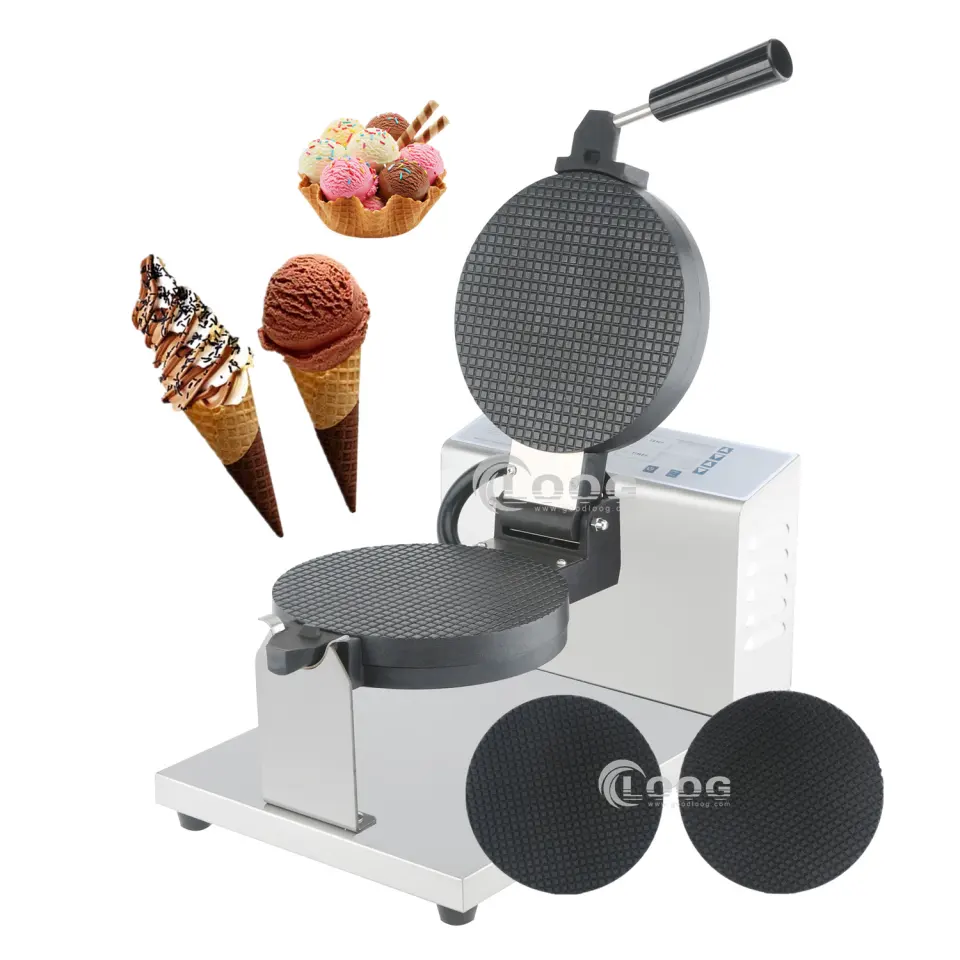 Macchina elettrica per cialde gelato 110V 220V con piastra antiaderente removibile, digitale, per uso commerciale, per coni cialda in vendita