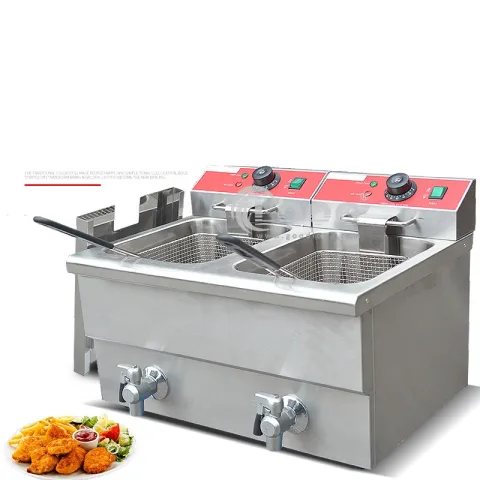 Heavy Duty Commercial Double Dual Fryer Best Potatoes French Fries Deep Fryer With Basket for Kitchen Restaurant