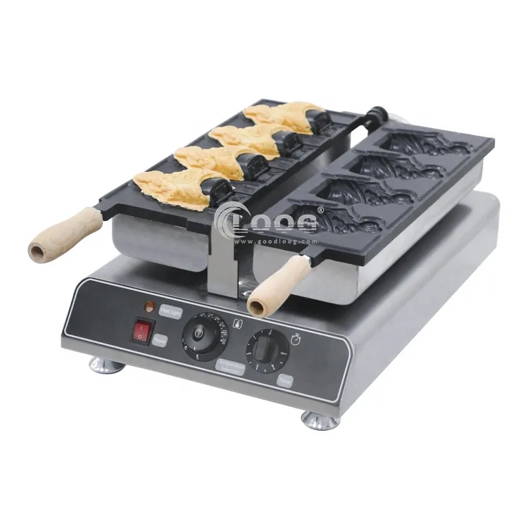 Máquina Goodloog para Taiyaki de Helado con Boca Abierta para Restaurante, Plancha Coreana para Waffles en Forma de Pescado