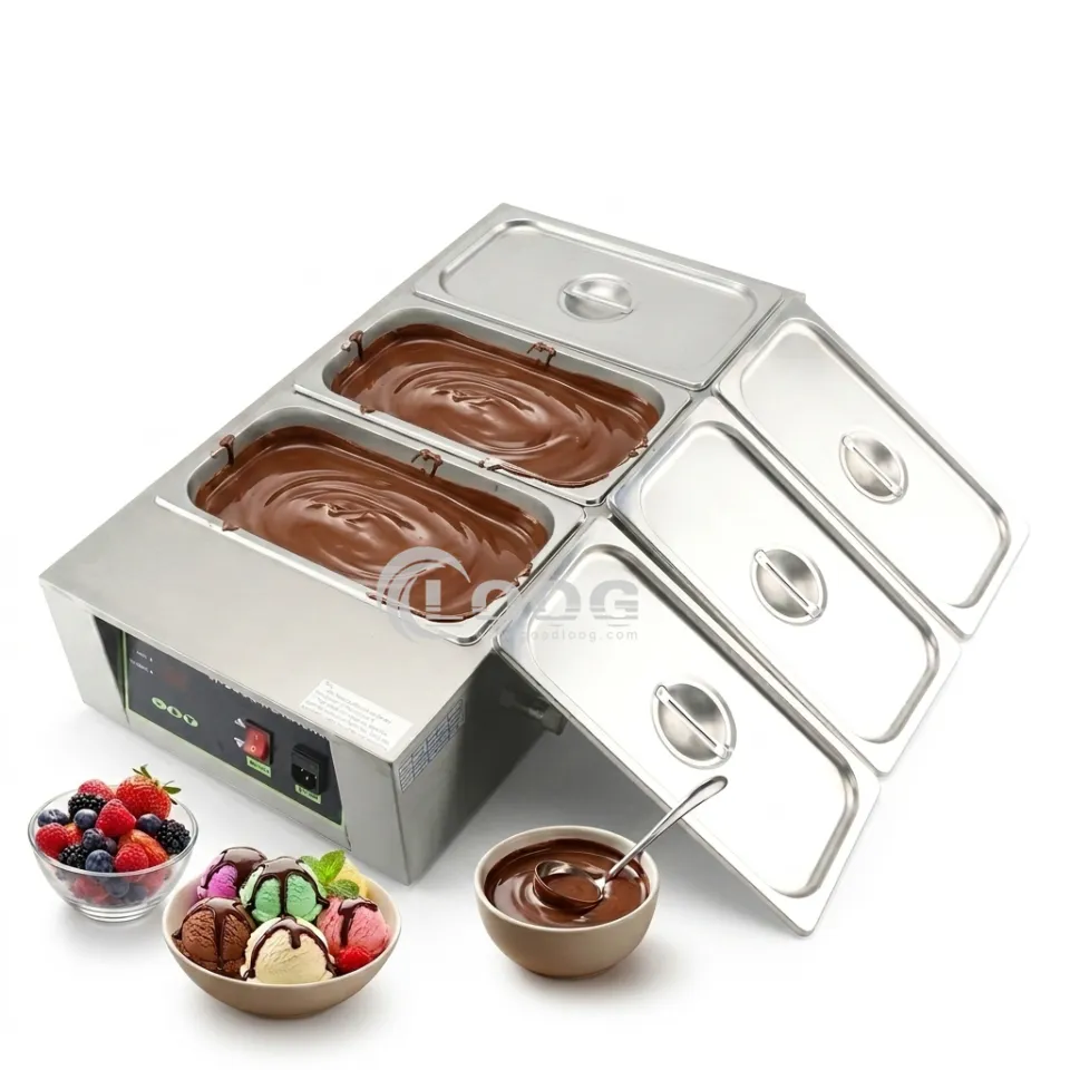New Digital Electric Stainless Steel Commercial Chocolate Melting Machine With 3 Tanks Bain Marie Easy Operation Ce Certified
