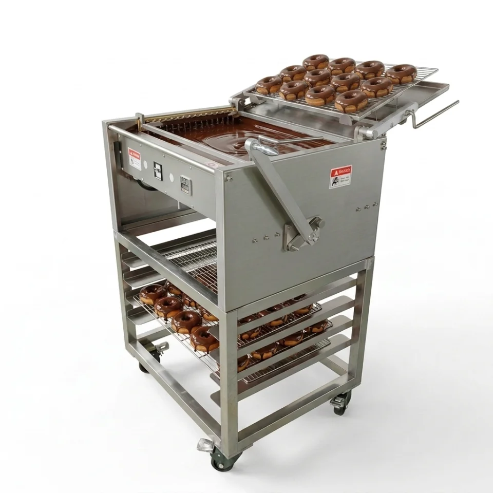 Stainless Steel Doughnut Glazing Machine Manual Chocolate Donuts Coating Machine With Chocolate Tempering Machine For Sale